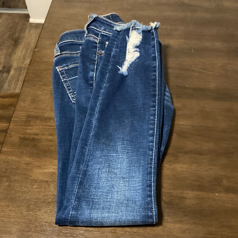 BKE Women's Dark Blue Distressed Skinny Jeans
